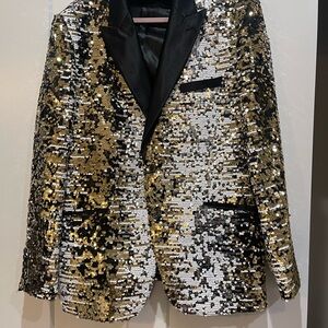 Sequin Blazer with Black Lapel Barabas